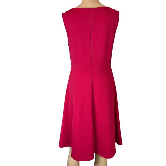 Land’s End Fit & Flare Dress Size S P 6-8 Red Sequin Neck Stretch Knee Length - Picture 2 of 12